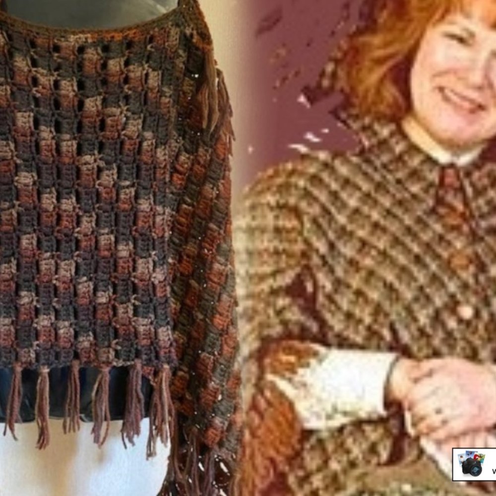 Molly Weasley inspired handcrafted shawl with knit cap  costume
